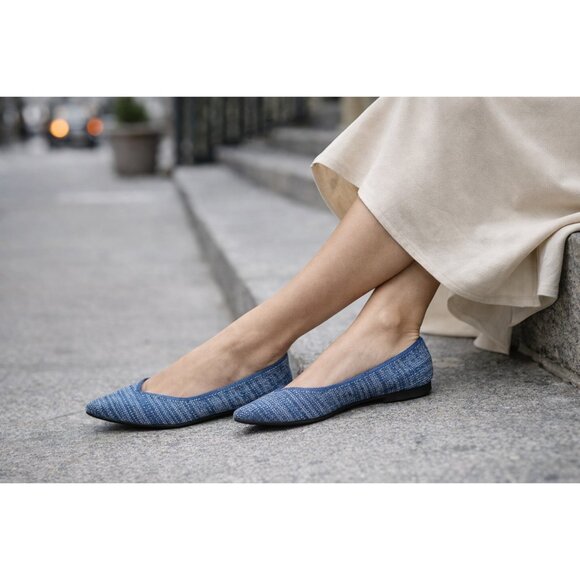 Rothy’s Shoes - Rothy’s Pointed Toe Flats Blue Knit Sustainable Washable Comfort Shoes Size 7
